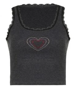 Own Saviour New In Rhinestone Heart Vest Crop