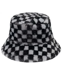 Own Saviour New In Plaid Faux Fur Bucket Hat