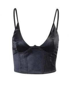 Own Saviour Black Satin Cami Crop New In