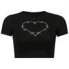 Own Saviour MC Barbed Wire Heart Crop Tees + Tops