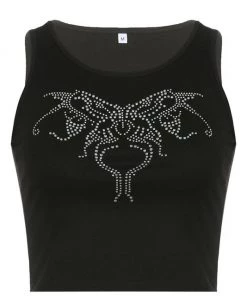 Own Saviour Rhinestone Butterfly Tank Crop New In