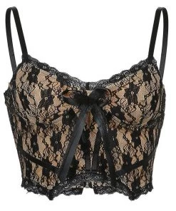 Own Saviour Black Lace Overlay Cami Crop New In