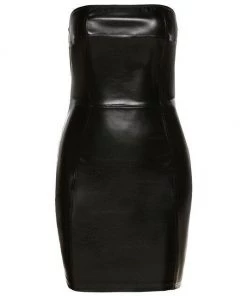 Own Saviour Dresses + Sets BLK Faux Leather Strapless Mini Dress