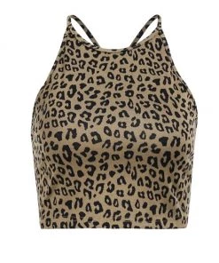 Own Saviour Tees + Tops Backless Leopard Tank Crop