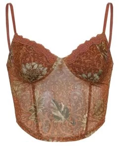 Own Saviour Brown Leaf Mesh Crop New In