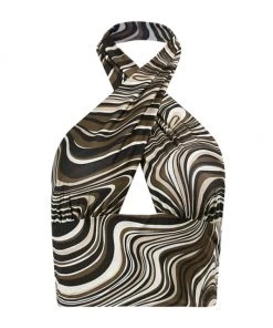 Own Saviour Brown Swirl Halter Crop