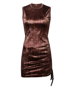 Own Saviour New In Brown Croc Velvet Mini Dress