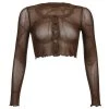 Own Saviour New In Brown Semi Sheer Frill Cardi