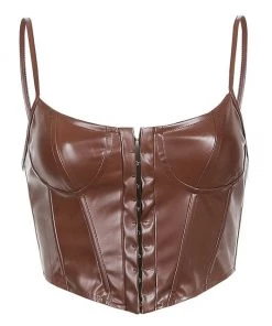 Own Saviour B/B/W Faux Leather Corset Cami