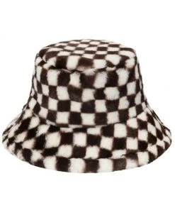 Own Saviour New In Plaid Faux Fur Bucket Hat