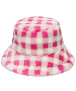 Own Saviour New In Plaid Faux Fur Bucket Hat