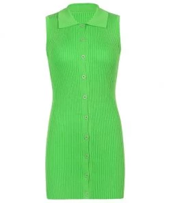 Own Saviour Neon Ribbed Knit Mini Dress