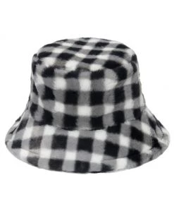 Own Saviour New In Plaid Faux Fur Bucket Hat