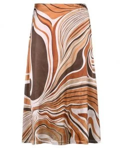 Own Saviour Brown Swirl Midi Skirt