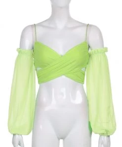 Own Saviour Puff Sleeve Wrap Crop