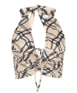 Own Saviour Plaid Halter Crop Tees + Tops