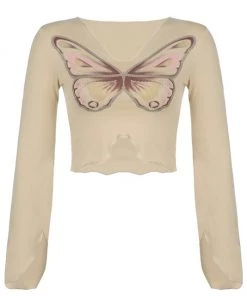Own Saviour New In Butterfly Raw Hem Crop