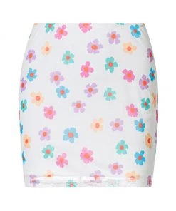 Own Saviour White Floral Mini Skirt