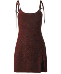 Own Saviour Red Shimmer Split Dress