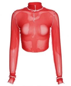 Own Saviour Sheer Turtleneck Contrast Crop