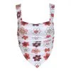 Own Saviour New In White Floral Pointed Ruched Crop