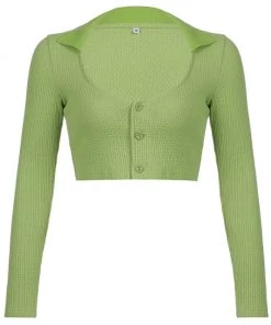 Own Saviour Green Button Crop New In