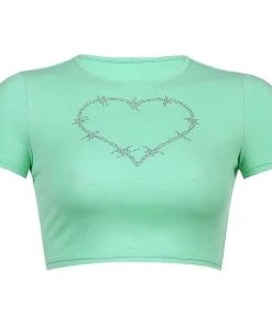 Own Saviour MC Barbed Wire Heart Crop Tees + Tops