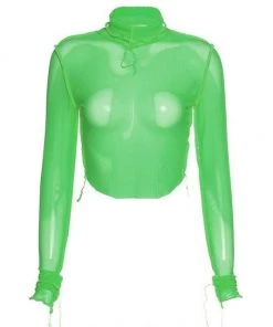 Own Saviour Sheer Turtleneck Contrast Crop