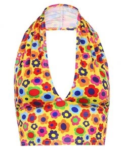 Own Saviour Rainbow Floral Halter Crop New In