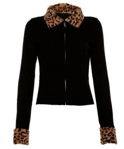 Own Saviour Leopard Cuff Zip Cardi Tees + Tops