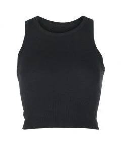 Own Saviour New In Black Rib Tank Crop