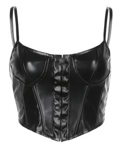 Own Saviour Faux Leather Corset Cami Tees + Tops