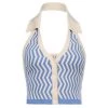 Own Saviour Blue Zig Zag Halter Top