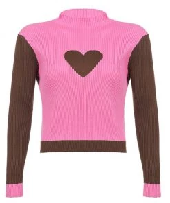 Own Saviour New In Pink Heart Ribbed Sweater