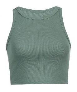 Own Saviour Tees + Tops Green Rib Tank Crop