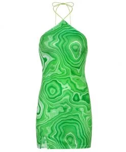 Own Saviour Green Marble Swirl Mini Dress New In