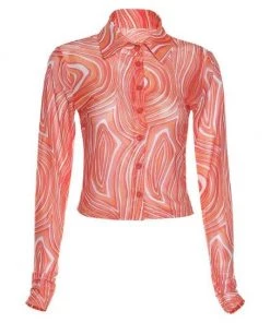 Own Saviour Orange Swirl Mesh Shirt New In