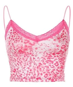 Own Saviour Colour Leopard Frill Cami Crop