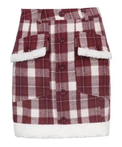 Own Saviour Red Plaid Faux Fur Mini Skirt Skirts