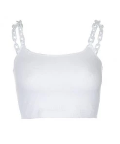 Own Saviour White Chunky Chain Strap Crop