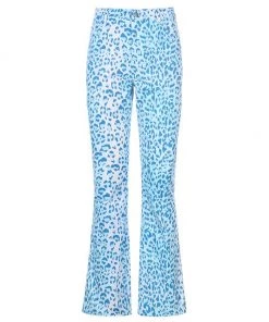 Own Saviour Blue Leopard Flare Pants