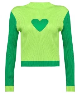 Own Saviour Green Heart Ribbed Sweater
