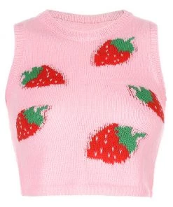 Own Saviour Tees + Tops Strawberry Knit Tank Top