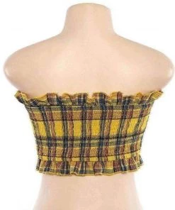 Own Saviour Tees + Tops Yellow Plaid Tube Top